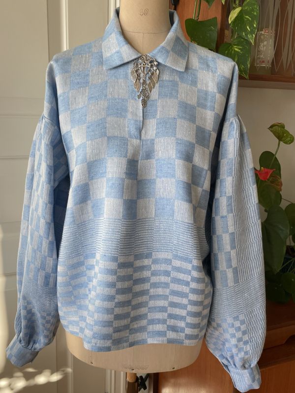 X SOLGT Festdraktskjorte Amanda blå ruter